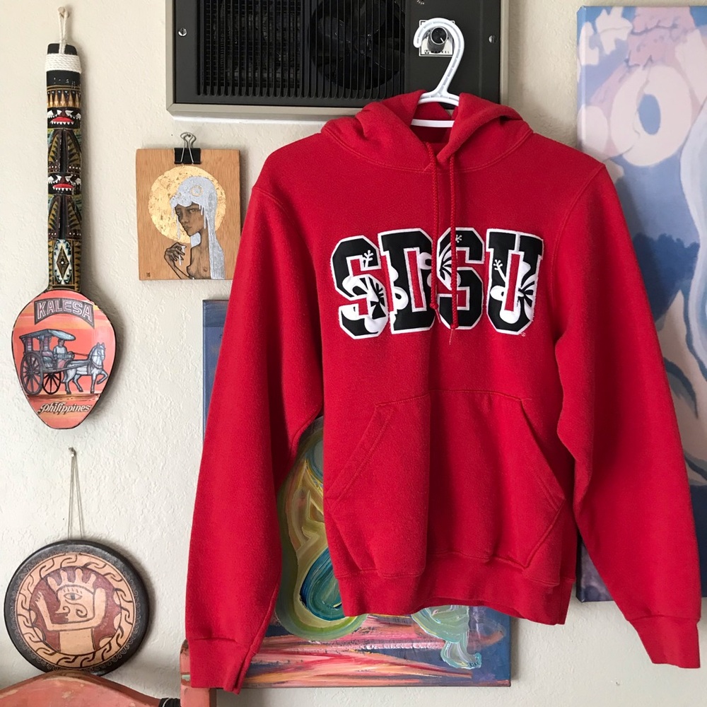 Y2K VINTAGE SDSU SAN DIEGO STATE UNIVERSITY RED HOODIE SIZE XS